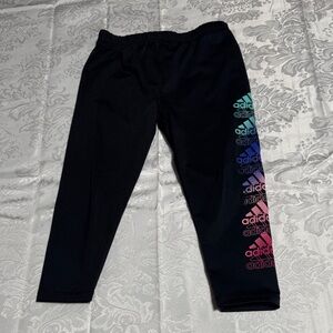 Adidas Kids Black Leggings with Multicolor Logo